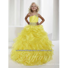 2013 eine Schulter wulstige Festzug Kleider ruffled Rock gelb Puffy Blume Mädchen Kleid CWFaf5228